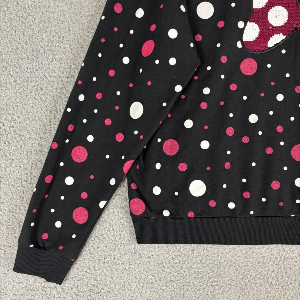 Disney Parks Minnie Mouse Sweatshirt XXL Polka Dot Bow Reversible Sequin Boxy - Picture 3 of 11